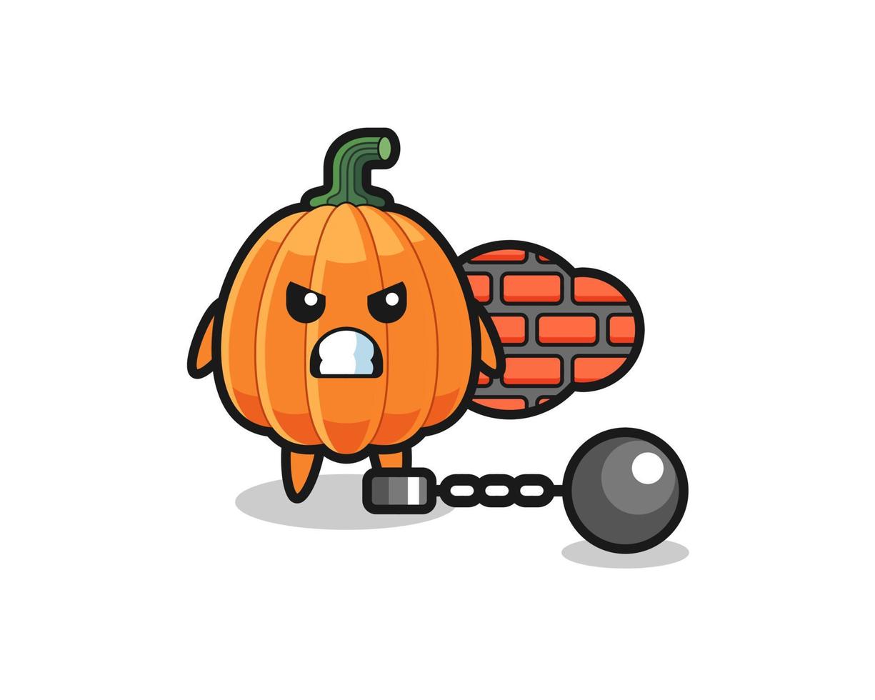 Character mascot of pumpkin as a prisoner vector