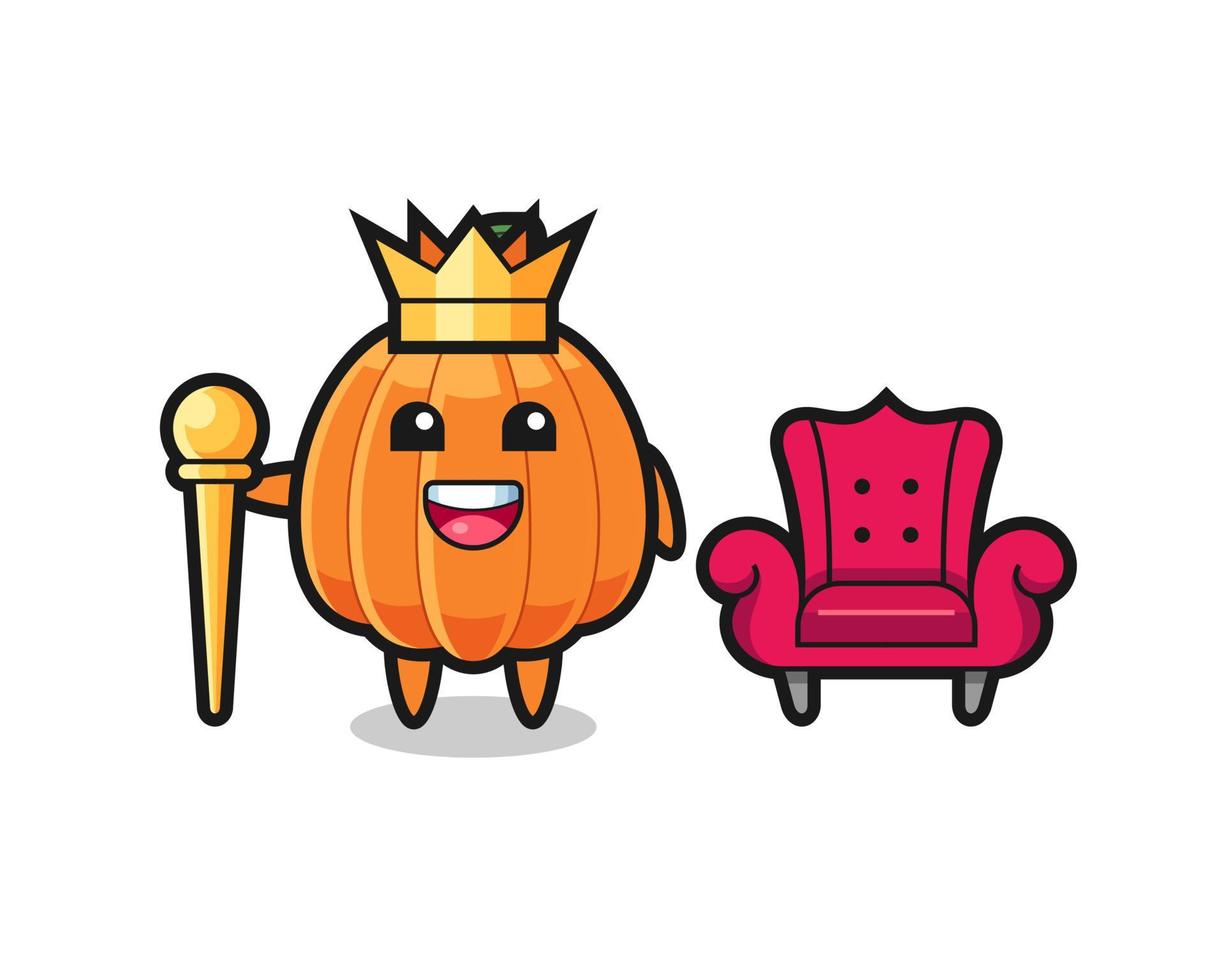 Mascot cartoon of pumpkin as a king vector