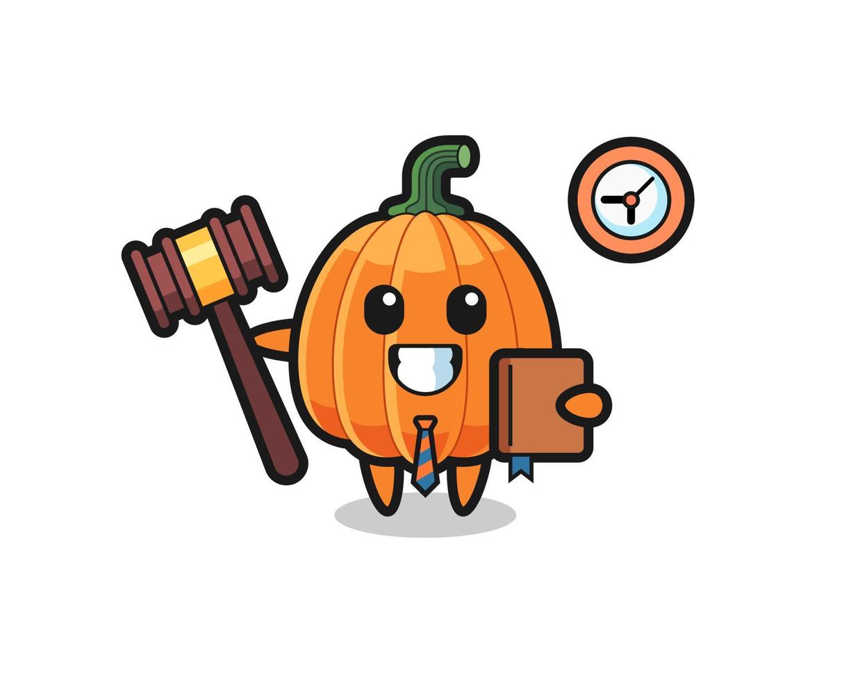 Mascot cartoon of pumpkin as a judge vector