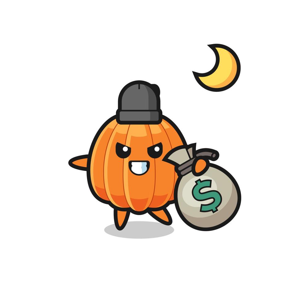 ilustración de dibujos animados de calabaza es robado el dinero vector