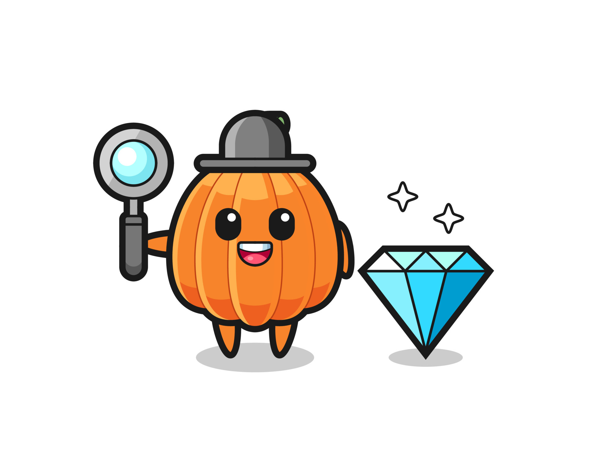 ilustración del personaje de calabaza con un diamante 6611820 Vector en ilustración del personaje de calabaza con un diamante 6611820 Vector en