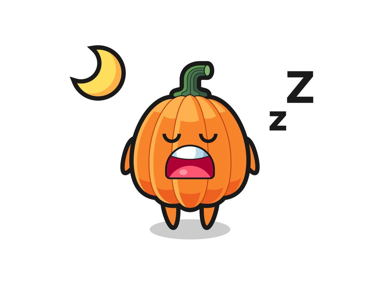 ilustración de personaje de calabaza durmiendo por la noche vector