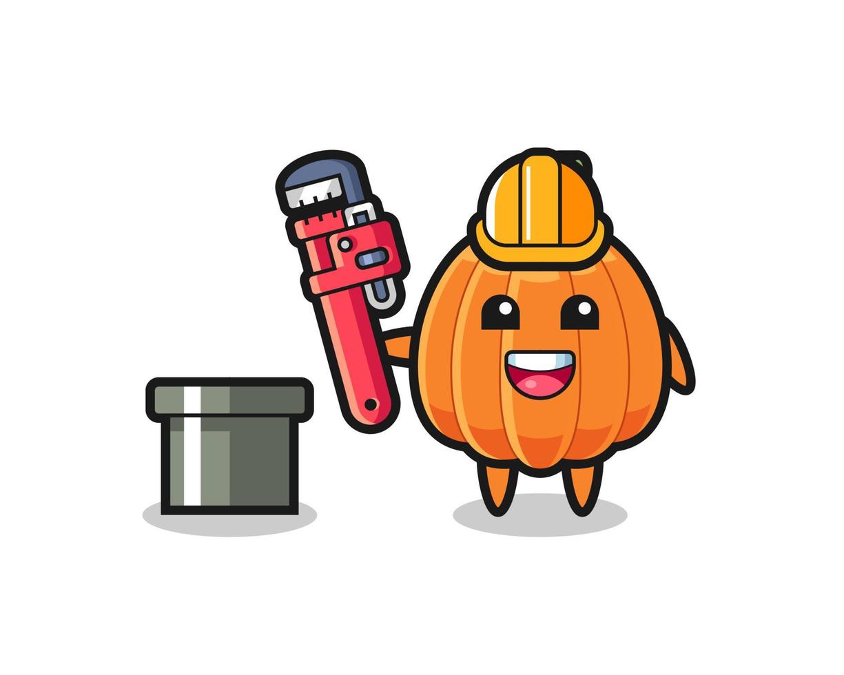 Character Illustration of pumpkin as a plumber vector