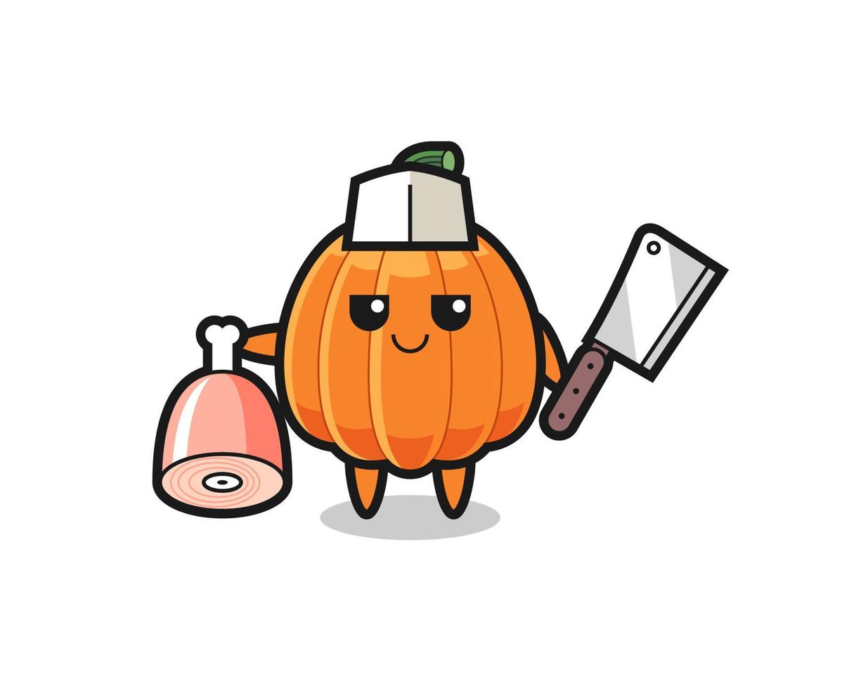 ilustración del personaje de calabaza como carnicero vector