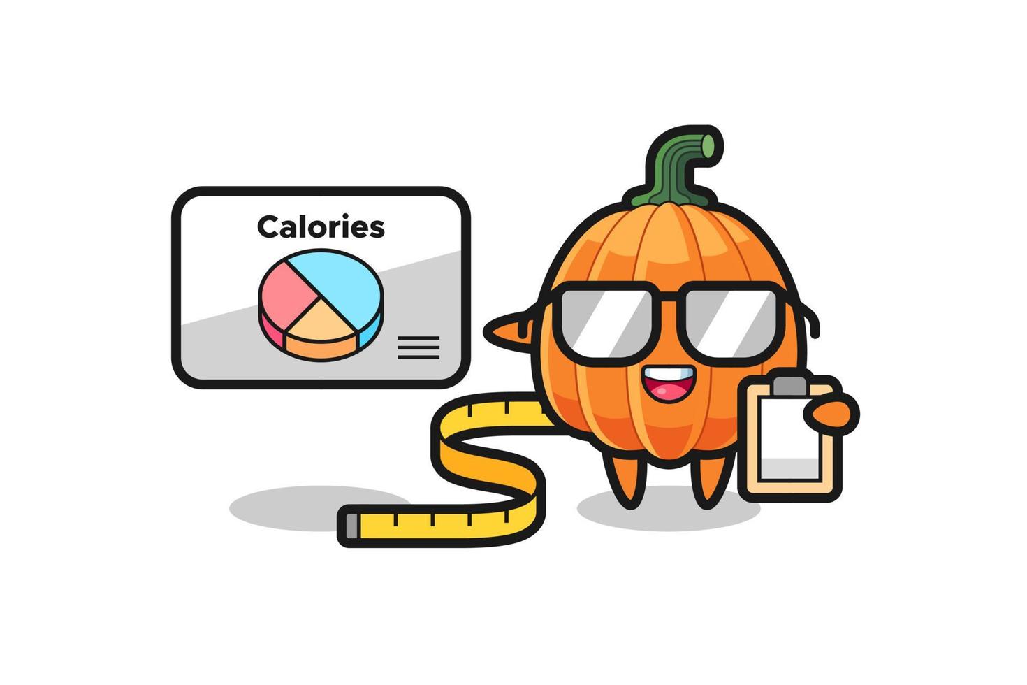 ilustración de mascota de calabaza como dietista vector