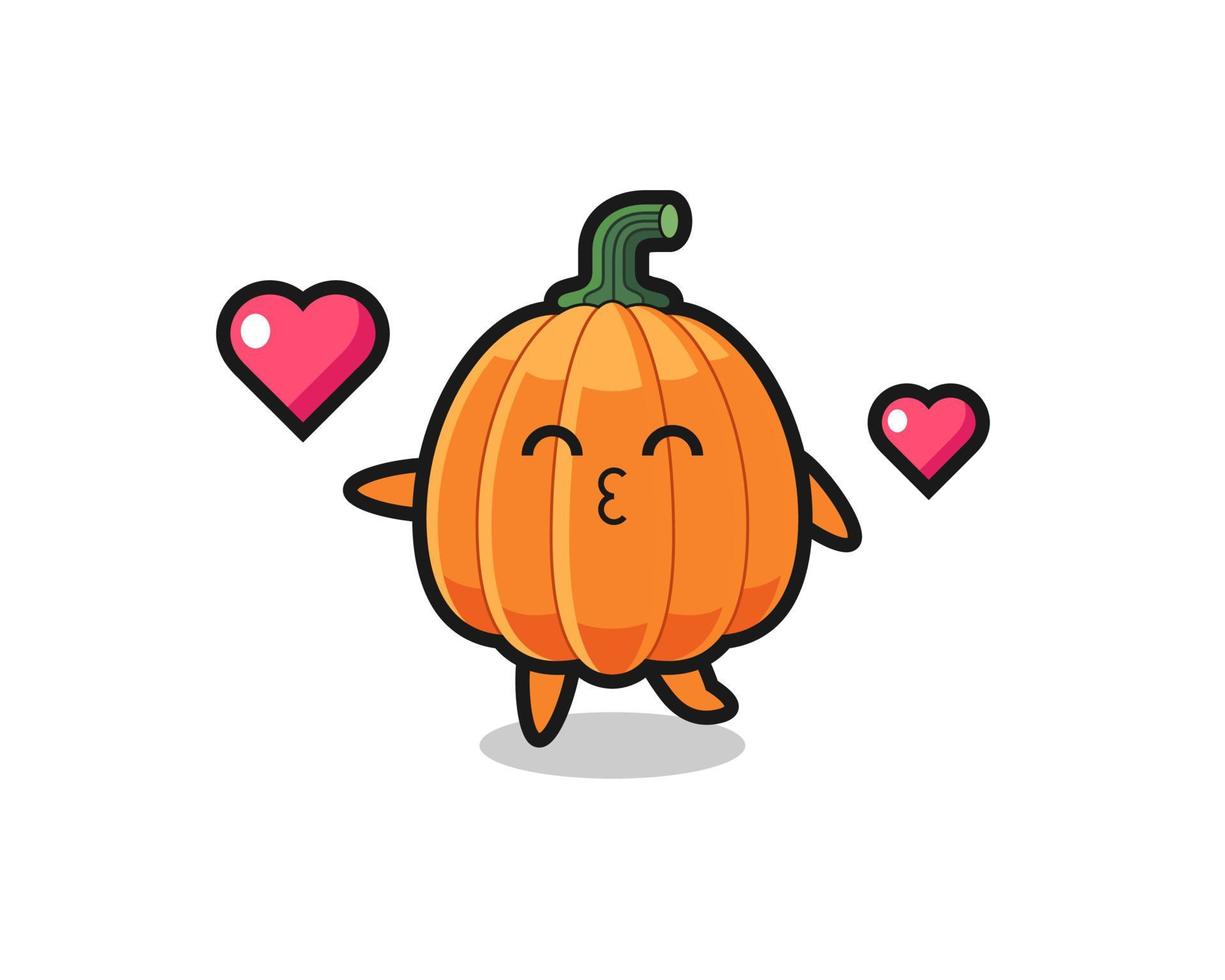pumpkin character cartoon with kissing gesture vector