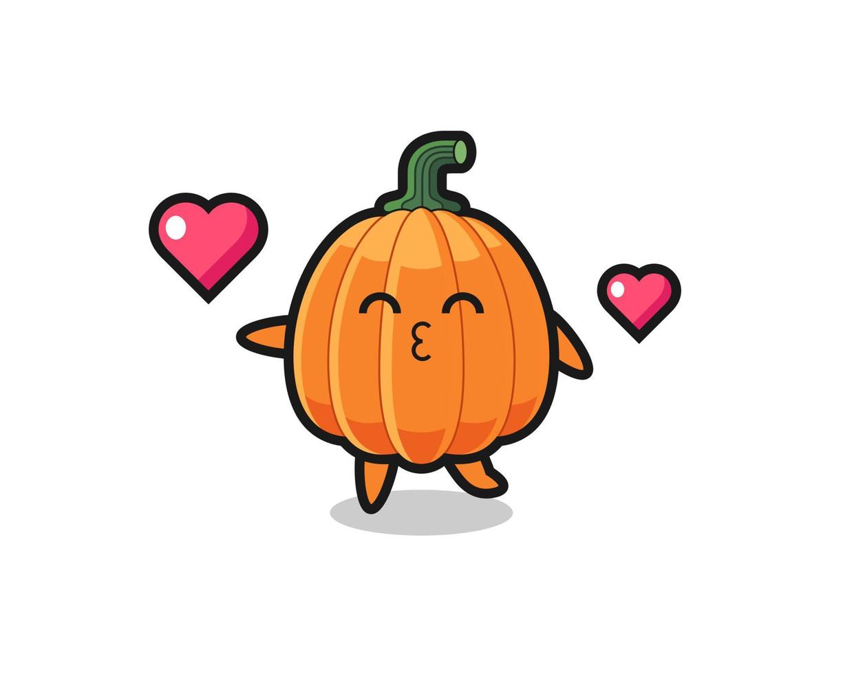 caricatura de personaje de calabaza con gesto de besos vector