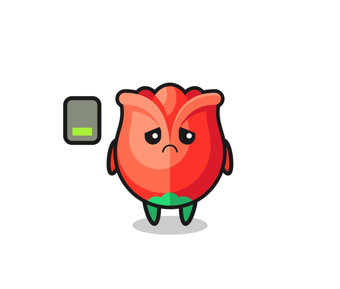rose mascot character doing a tired gesture vector