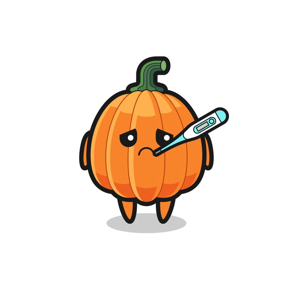 pumpkin mascot character with fever condition vector