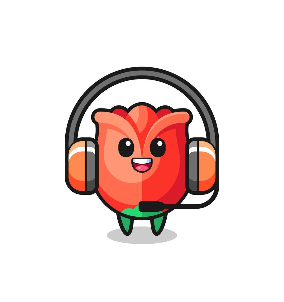 Cartoon mascot of rose as a customer service vector