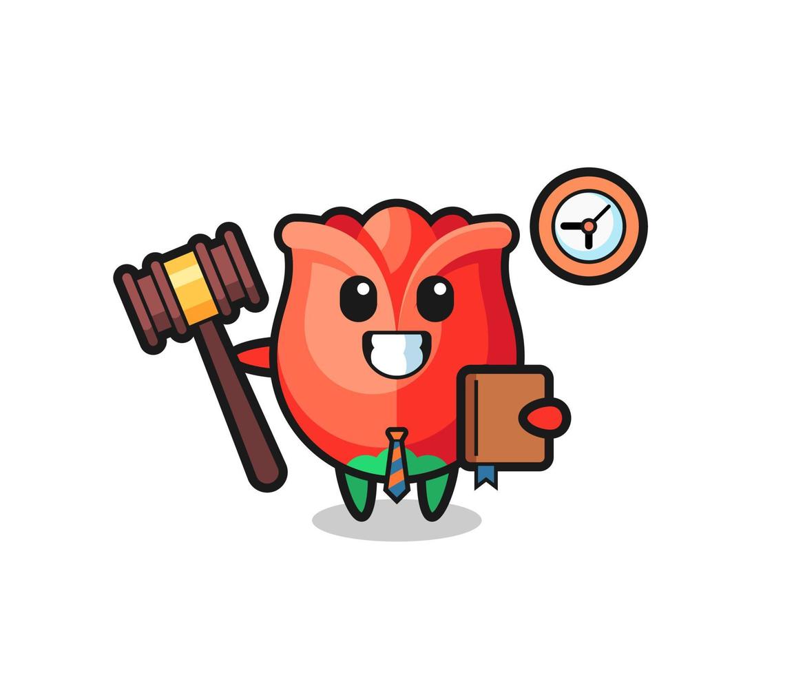 Mascot cartoon of rose as a judge vector