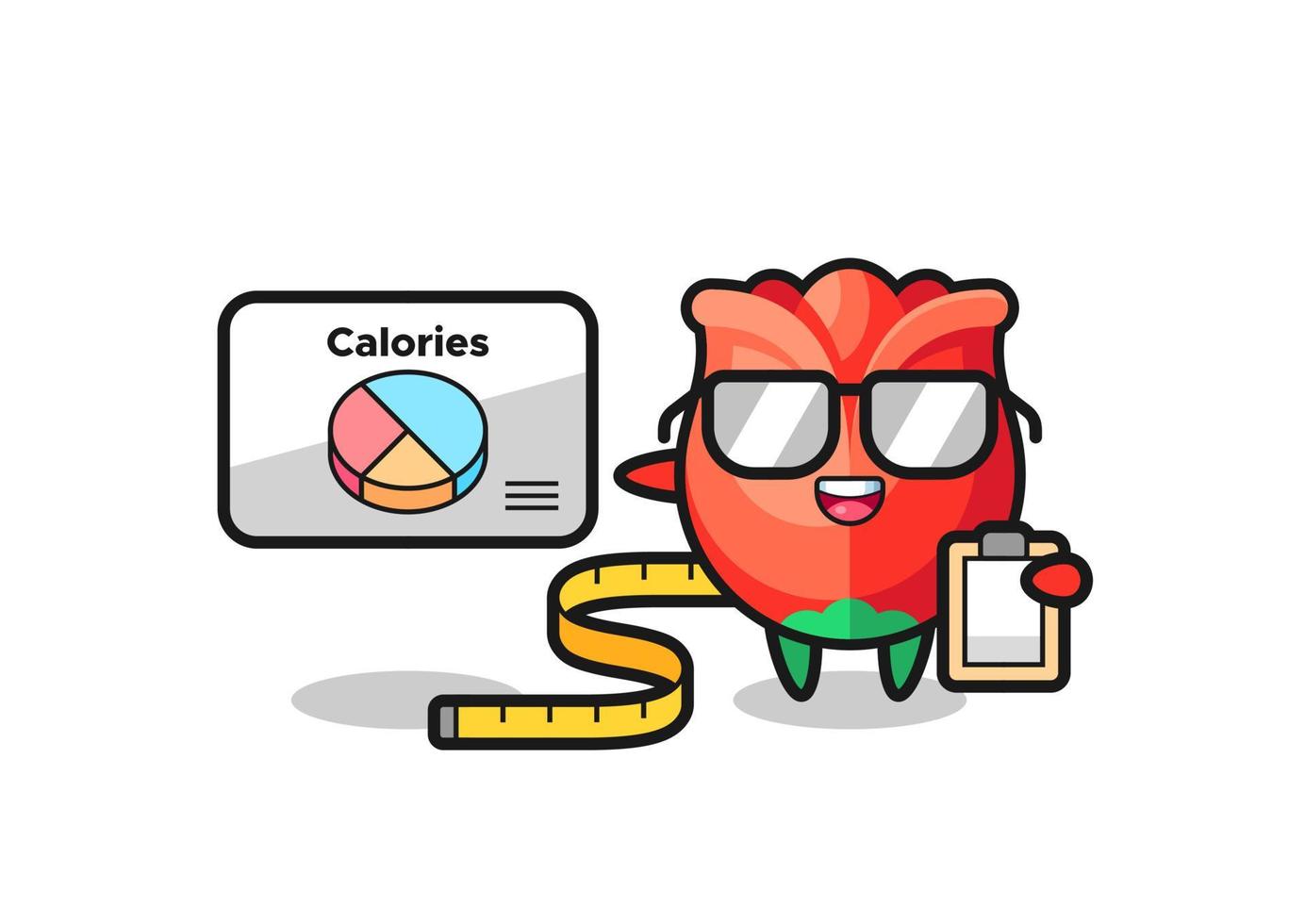 ilustración de la mascota rosa como dietista vector