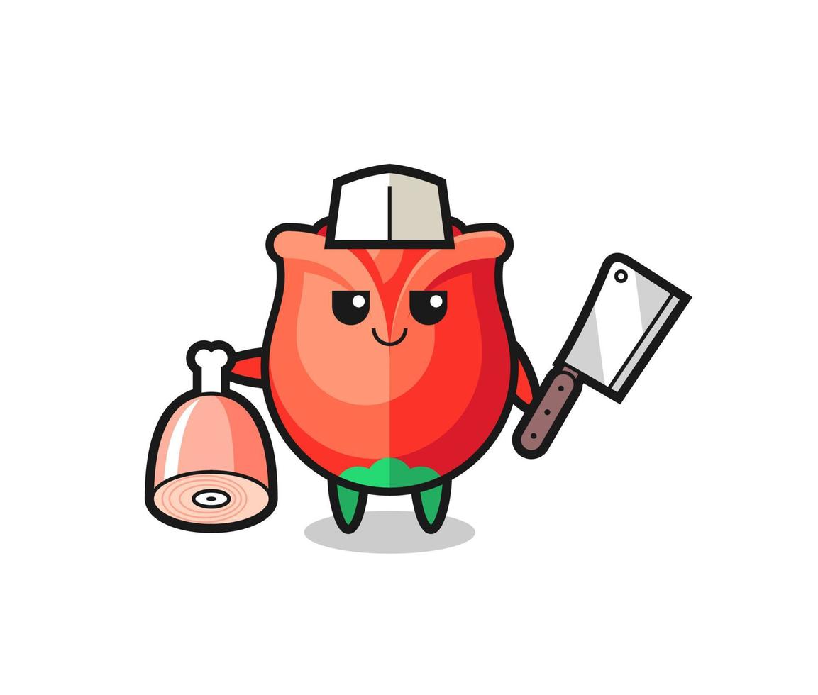 Illustration of rose character as a butcher vector