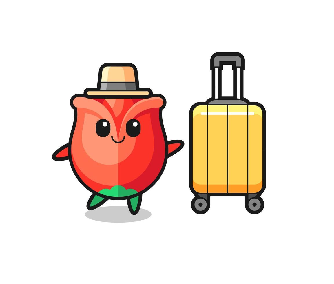 ilustración de dibujos animados rosa con equipaje de vacaciones vector