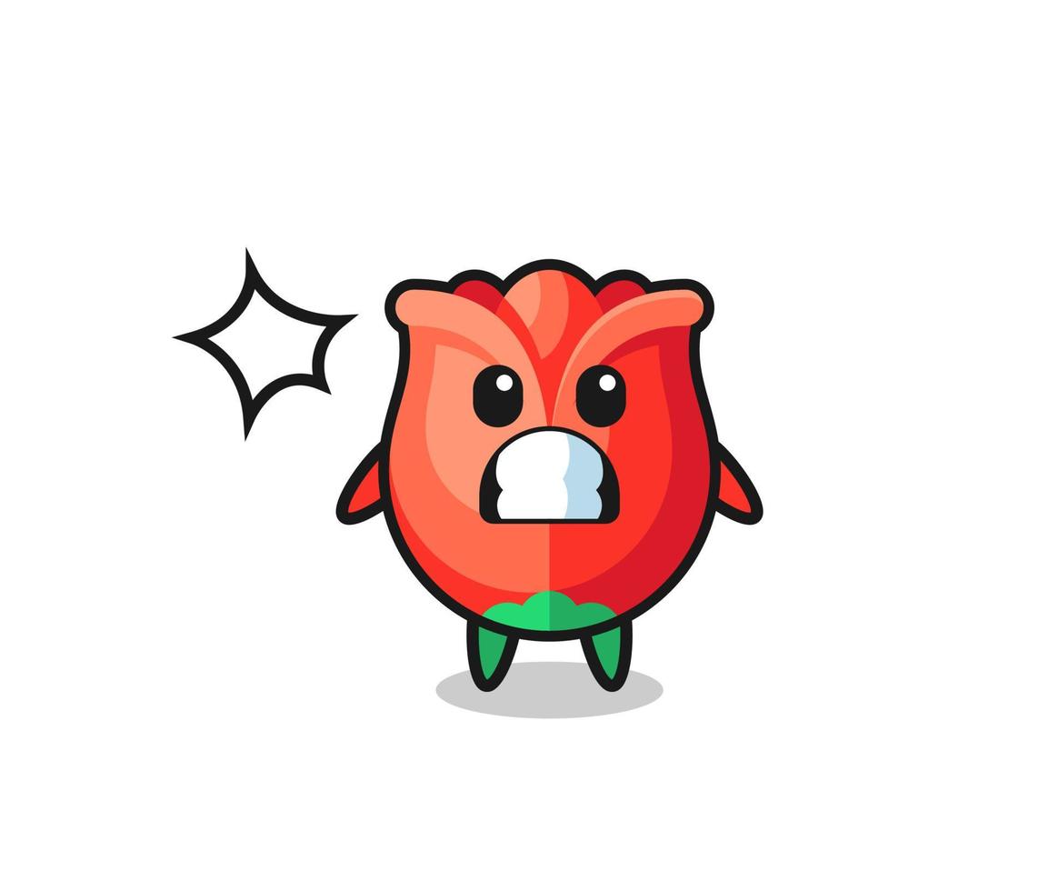 rose character cartoon with shocked gesture vector