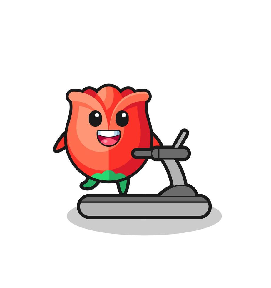 rose cartoon character walking on the treadmill vector
