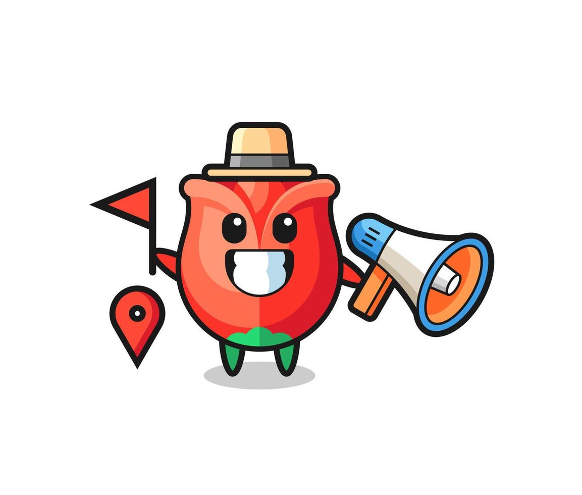 Character cartoon of rose as a tour guide vector