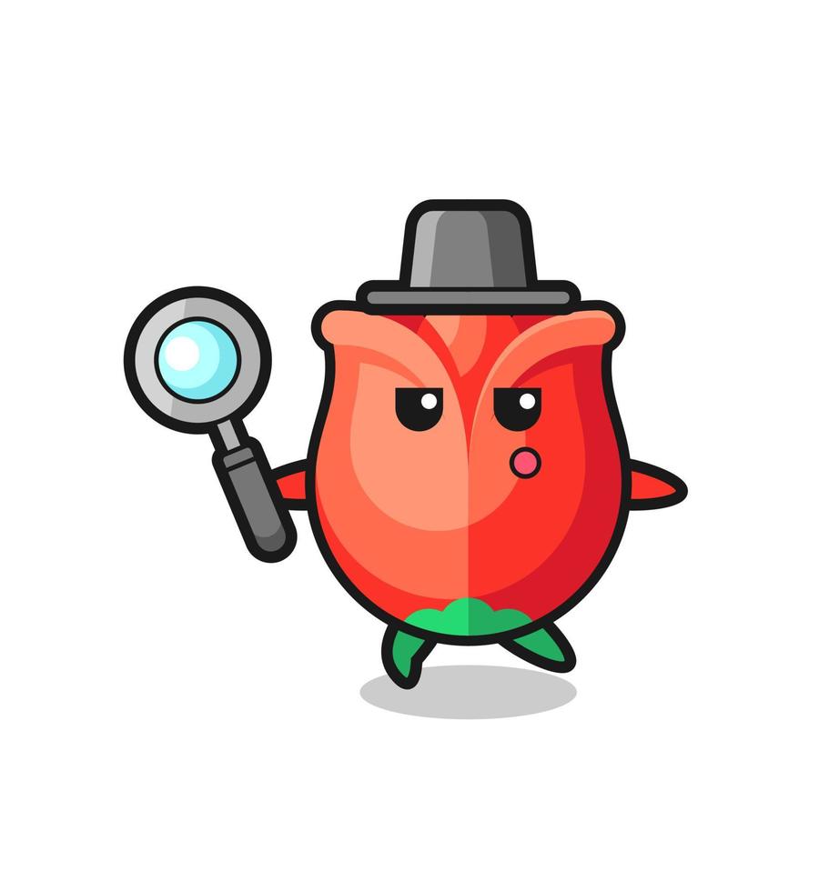 rose cartoon character searching with a magnifying glass vector