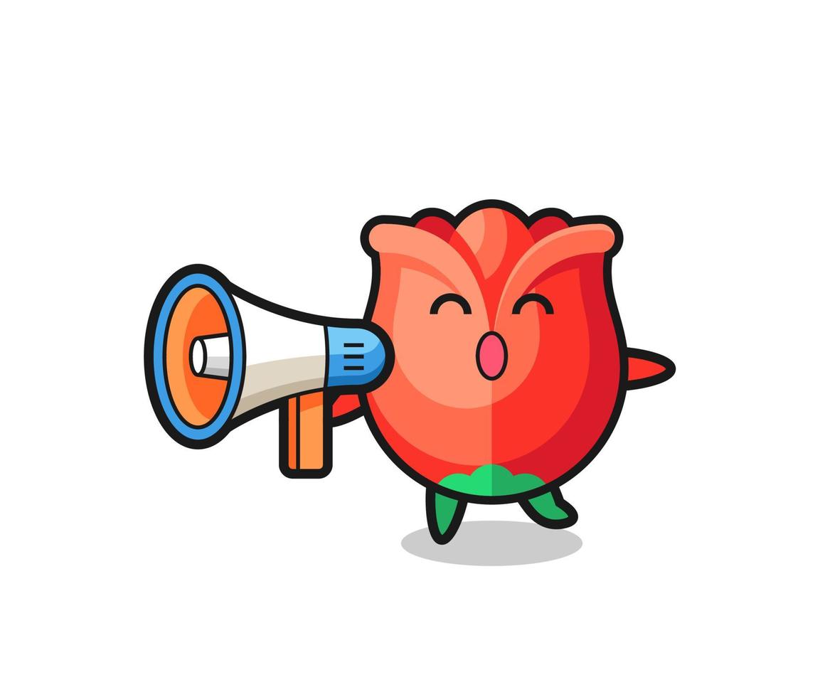 rose character illustration holding a megaphone vector