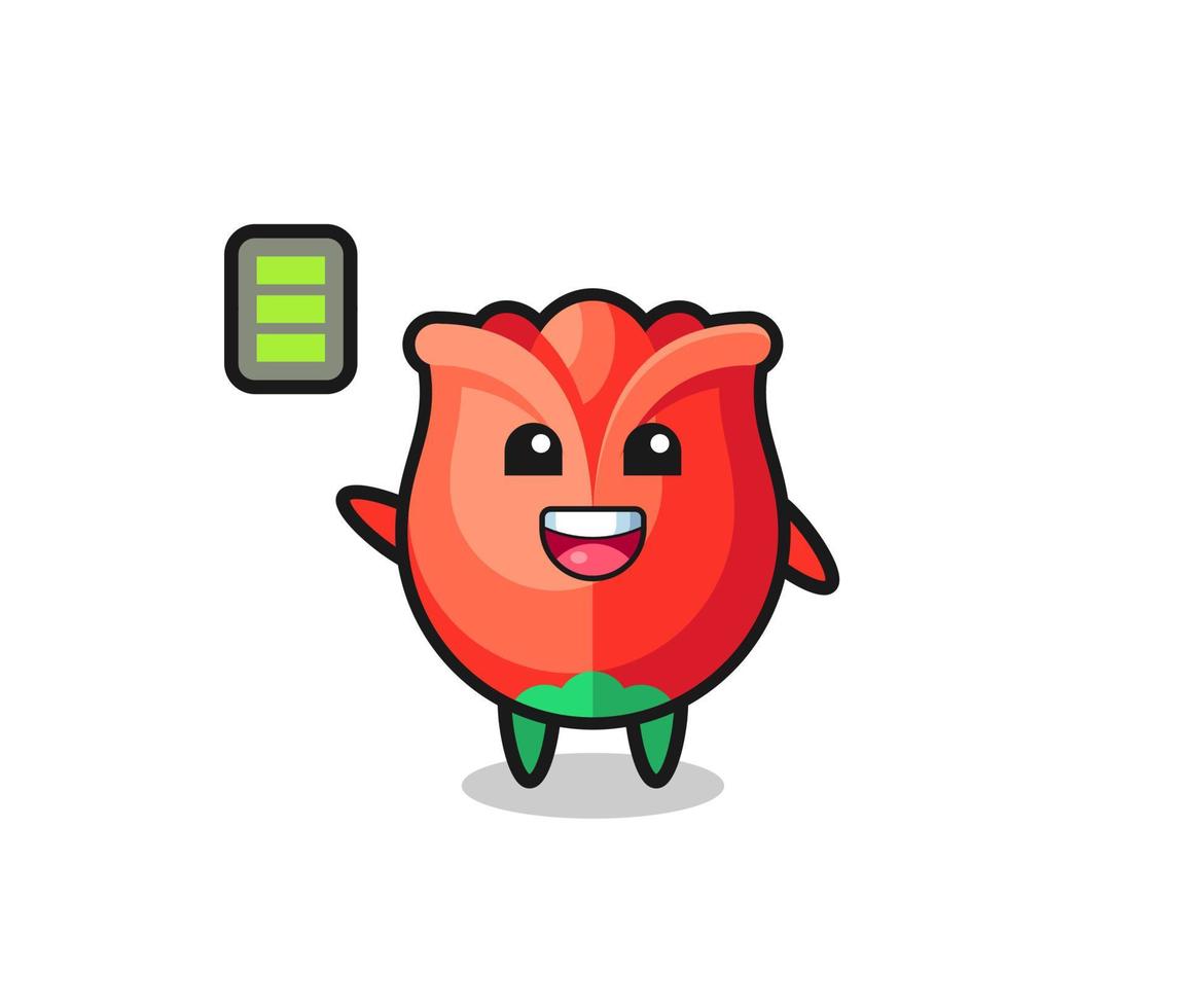 rose mascot character with energetic gesture vector