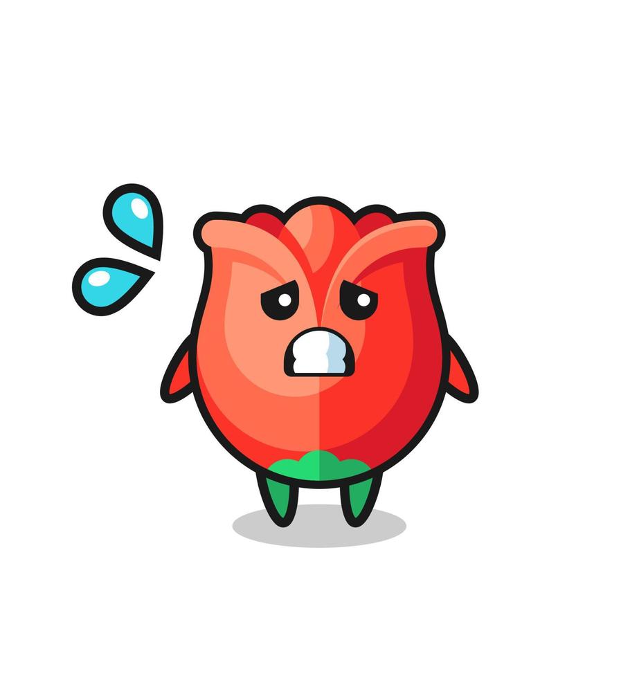 rose mascot character with afraid gesture vector