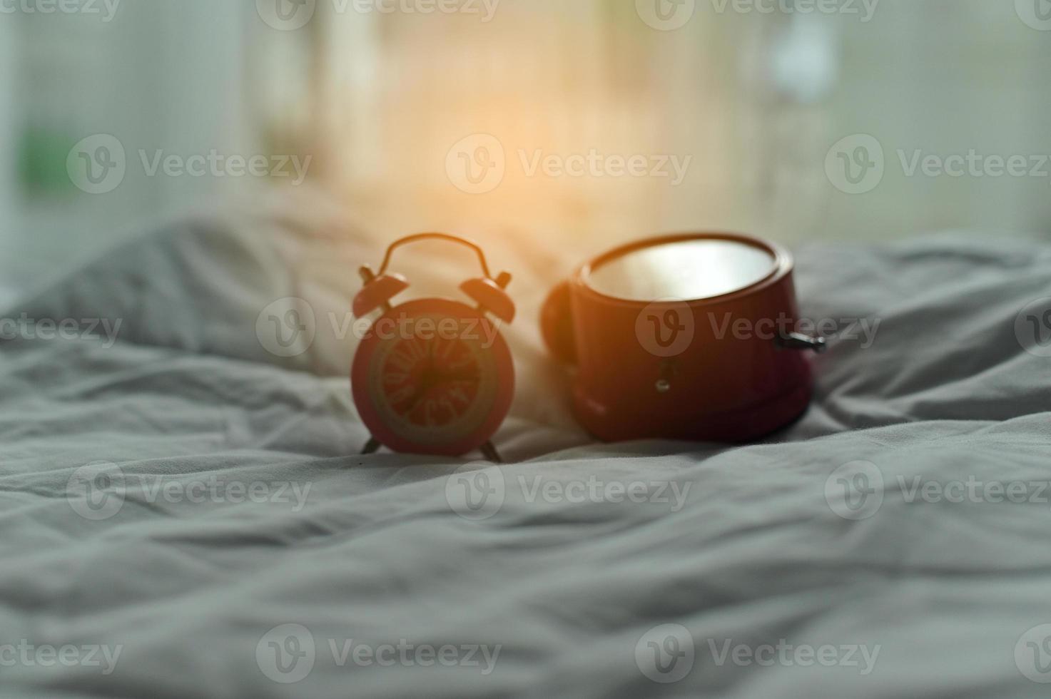 Colorful alarm clock in the morning photo