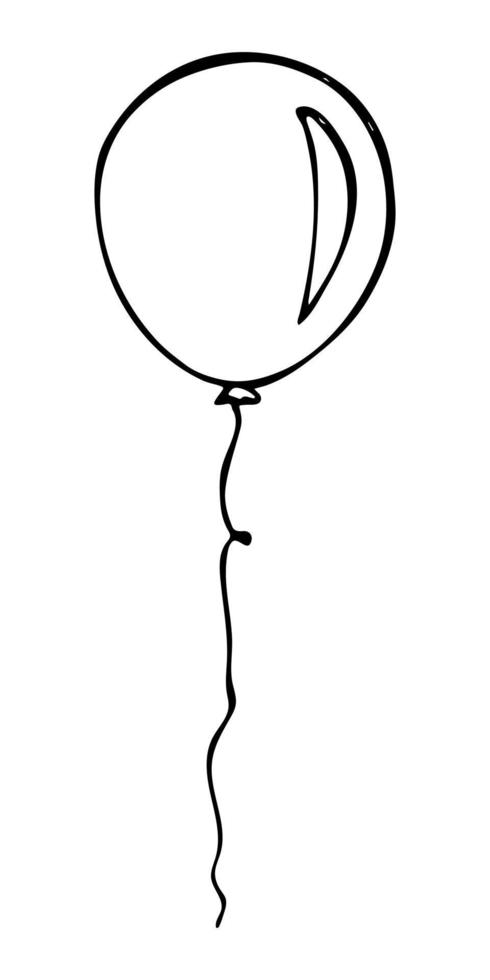 Hand drawn flying balloon illustration isolated on a white background. Birthday party balloon doodle. Holiday clipart. vector