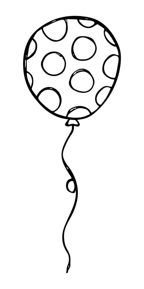 Hand drawn flying balloon illustration isolated on a white background. Birthday party balloon doodle. Holiday clipart. vector