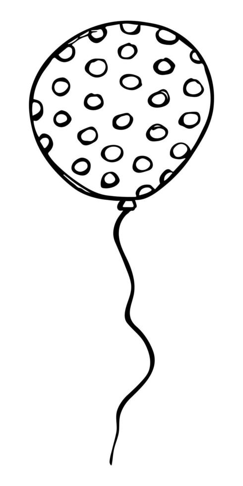 Hand drawn flying balloon illustration isolated on a white background. Birthday party balloon doodle. Holiday clipart. vector