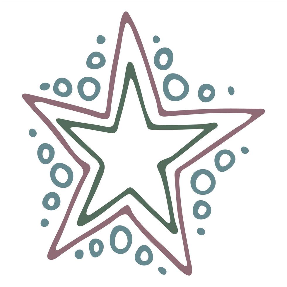 ilustración de estrella dibujada a mano vectorial. lindo colorido garabato aislado sobre fondo blanco. para impresión, web, tarjeta de felicitación, diseño, decoración. vector