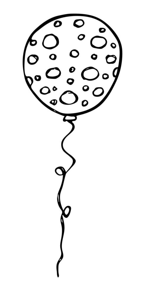 Hand drawn flying balloon illustration isolated on a white background. Birthday party balloon doodle. Holiday clipart. vector