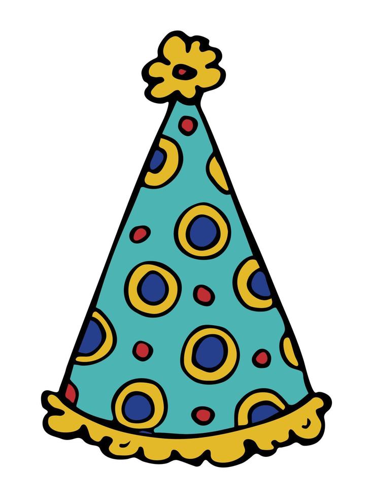 Hand drawn party hat illustration isolated on a white background. Birthday cap doodle. Holiday clipart. vector