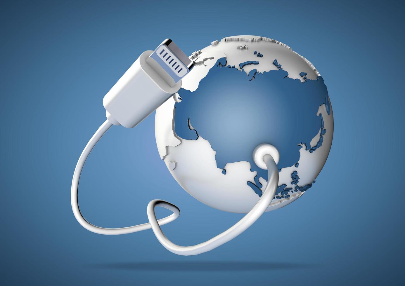 Computer cable makes internet email at icon photo