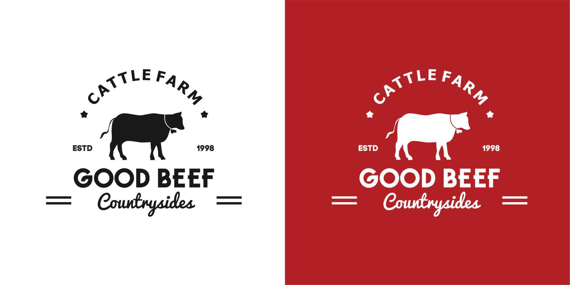 illustration logo vector graphic of silhouette good best cow for the good best premium meet beef from cattle farm in the countryside used for meat beef retail shop, meat industry logo