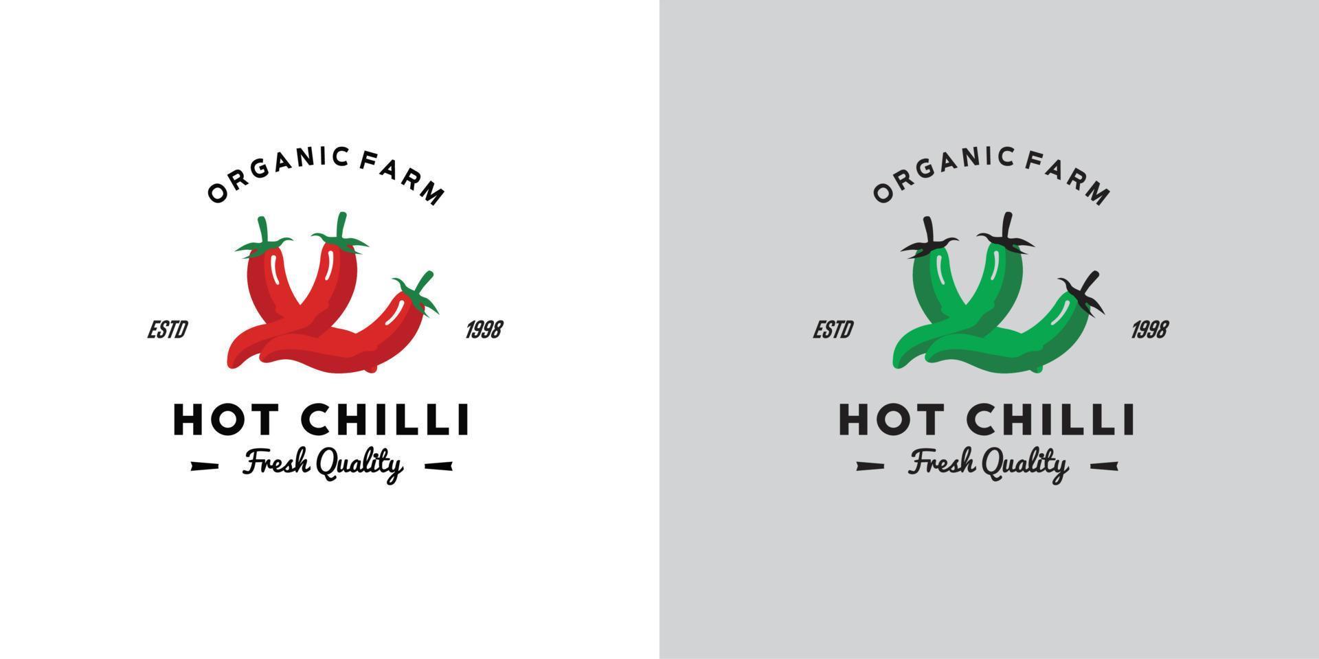 ILLUSTRATION VECTOR GRAPHIC OF red hot fresh chilli from organic farm GOOD FOR chilli vintage logo for retail groceries