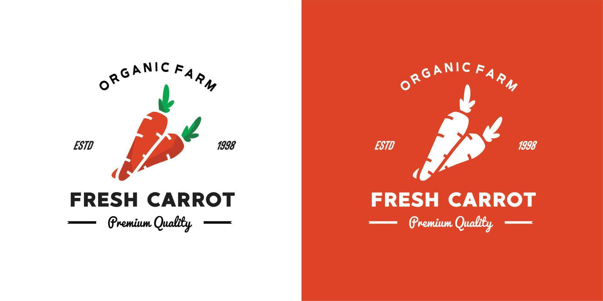 gráfico vectorial ilustrativo de zanahoria fresca naranja de una granja orgánica buena para el logotipo vintage de zanahoria verdura de mejor calidad en la tienda de comestibles vector