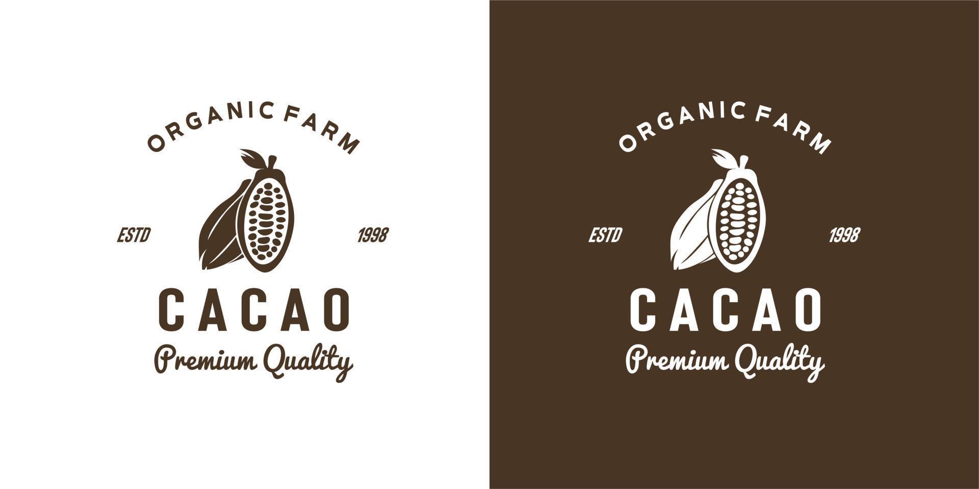 gráfico vectorial ilustrativo de la planta de granos de cacao de silueta negra de una granja orgánica buena para el logotipo vintage de cacao cacao en la industria del cacao, jardín orgánico, tienda de comestibles al por menor vector