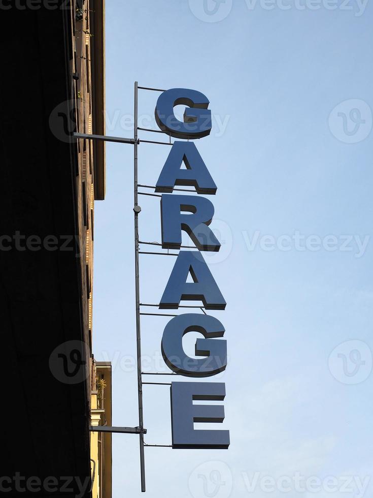 Blue garage sign photo