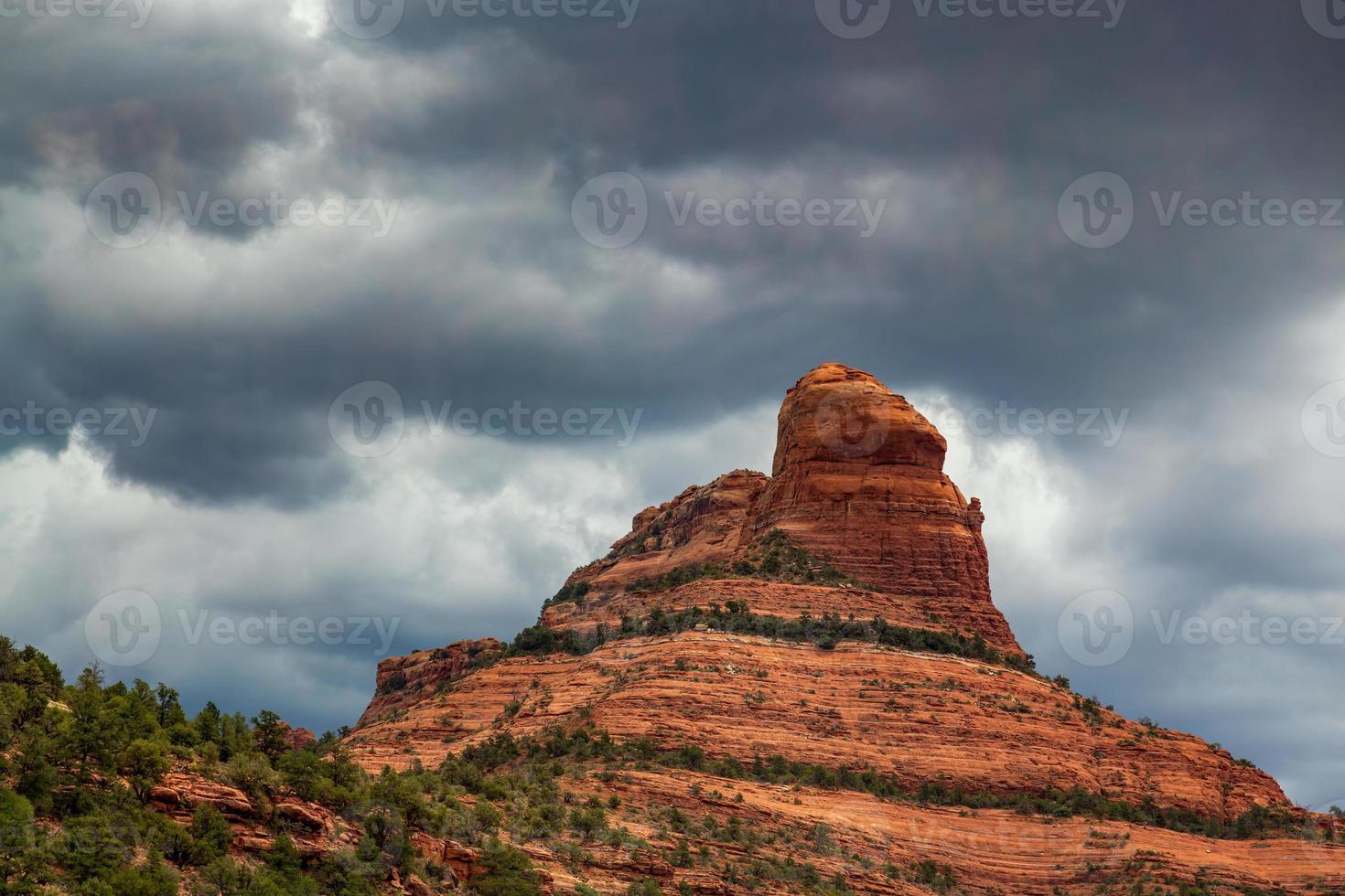 Mountains surrounding Sedona in stormy conditions photo