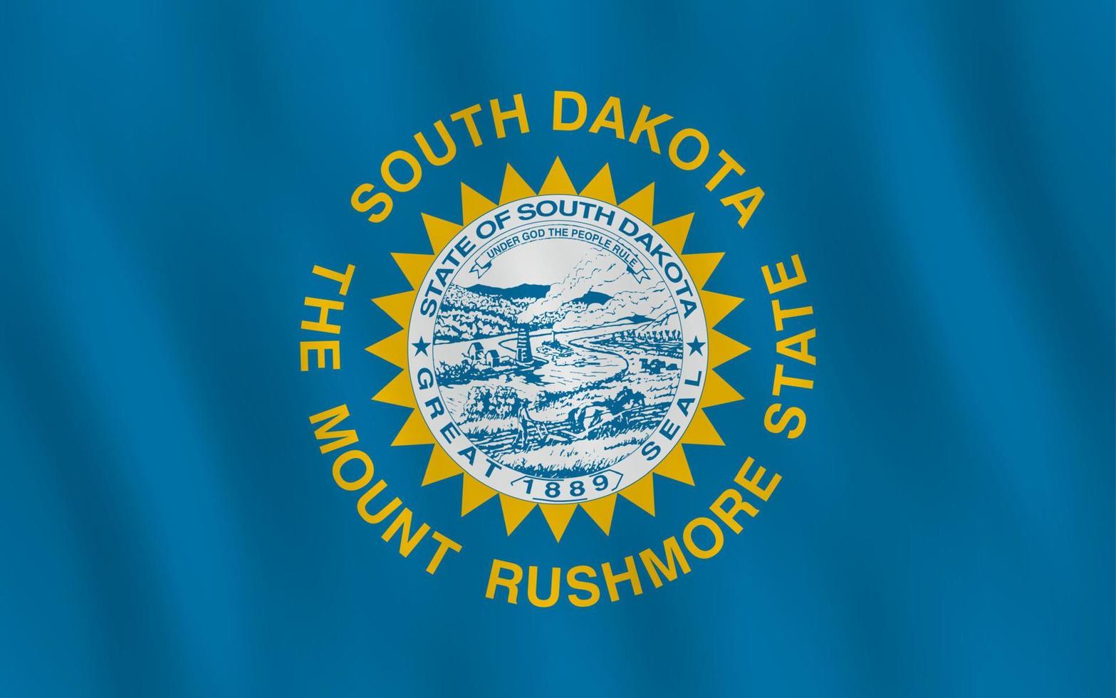 South Dakota US state flag with waving effect, official proportion. vector