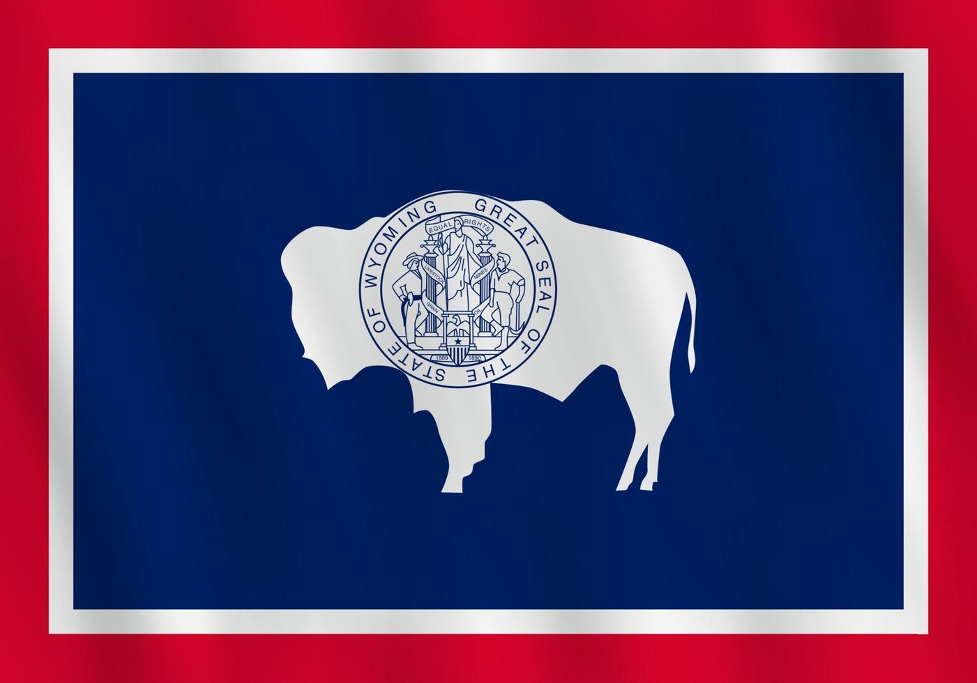 Wyoming US state flag with waving effect, official proportion. vector