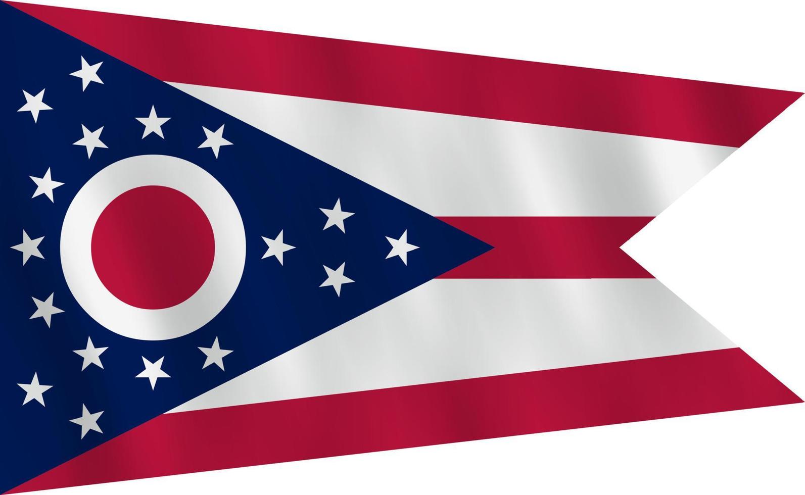 bandera del estado de ohio us con efecto ondeante, proporción oficial. vector