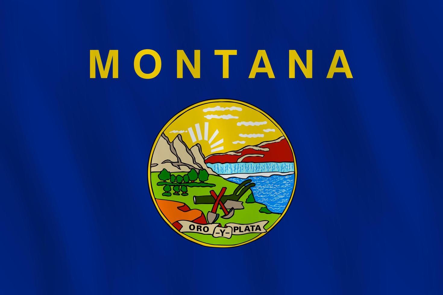Montana US state flag with waving effect, official proportion. vector