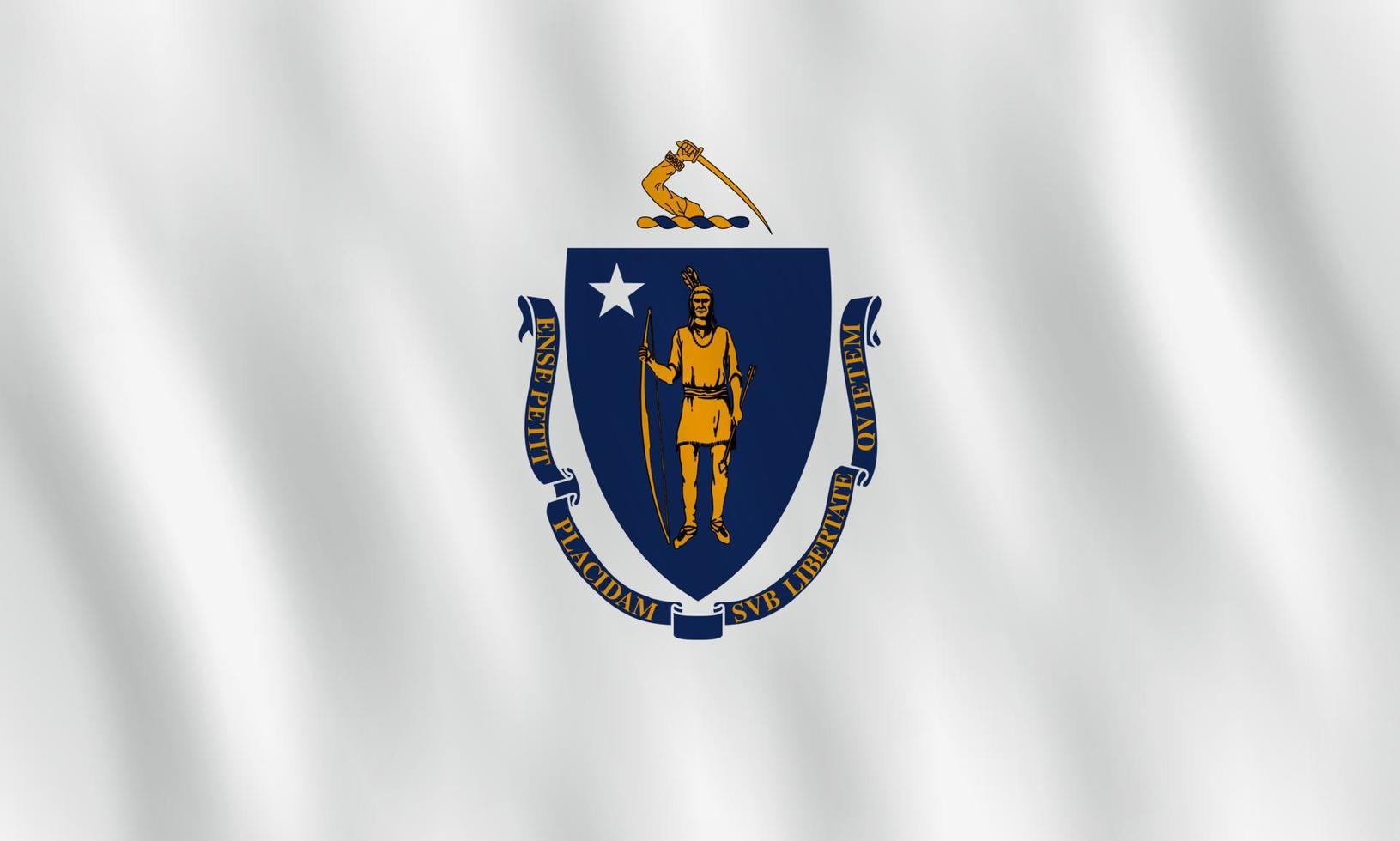 bandera del estado de massachusetts us con efecto ondeante, proporción oficial. vector