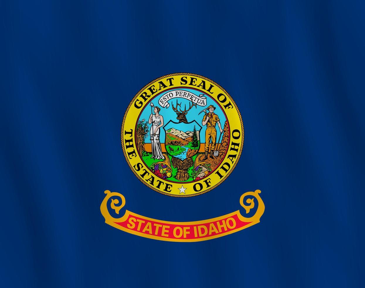 Idaho US state flag with waving effect, official proportion. vector