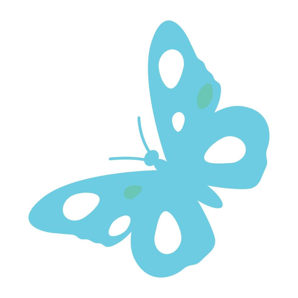 Turquoise butterfly silhouette semi flat color vector object