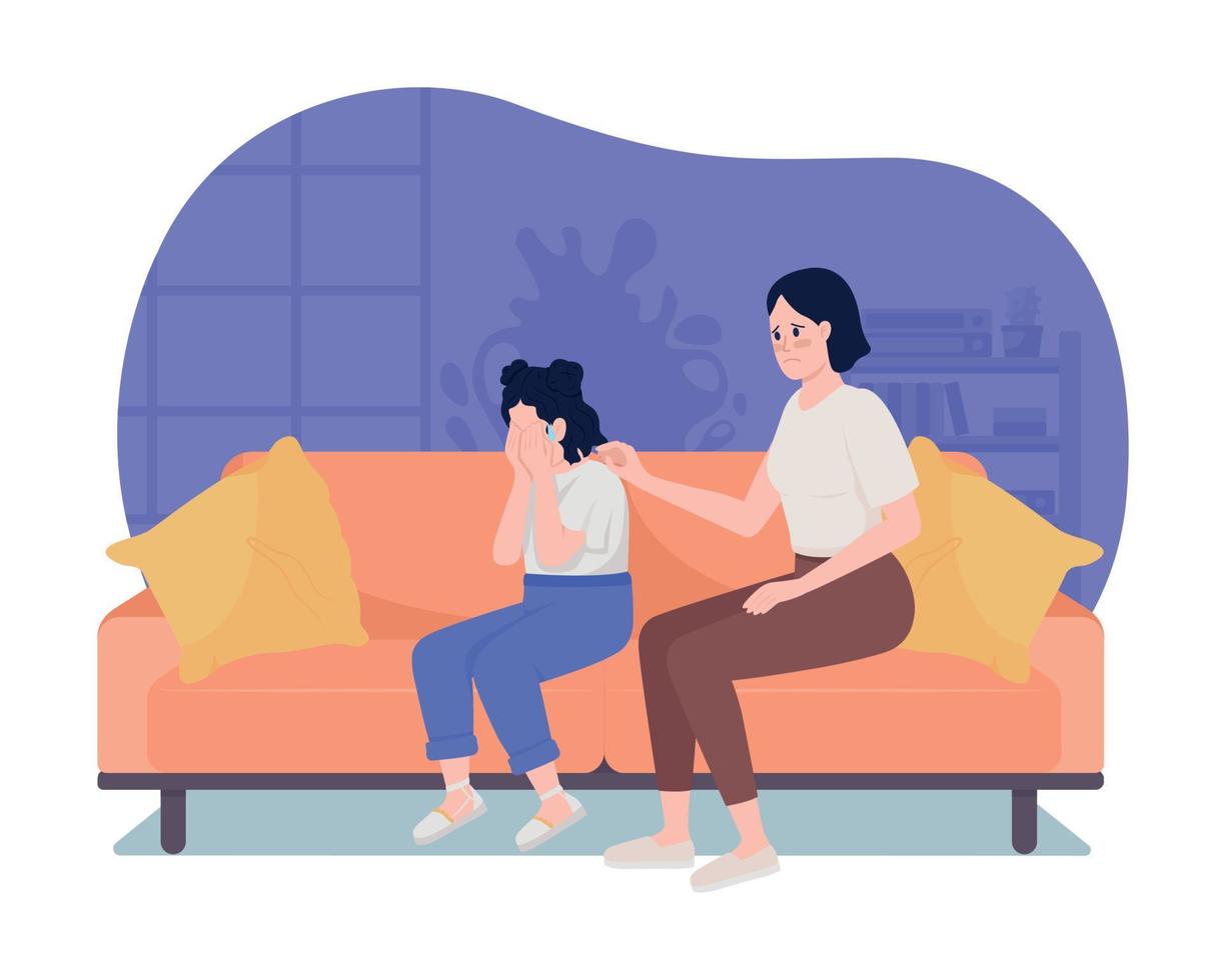 Depressed teenager 2D vector isolated illustration