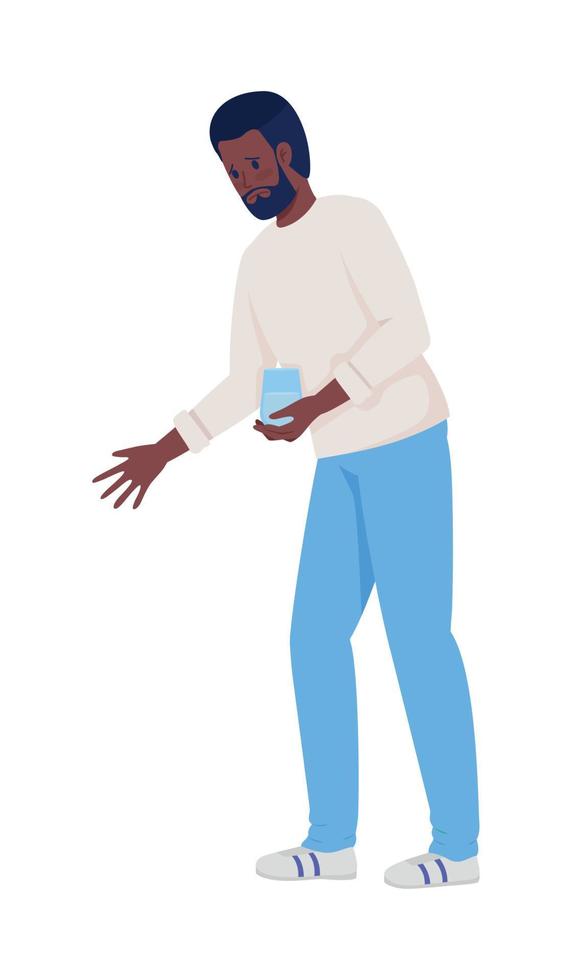 Man holding glass of water semi flat color vector character