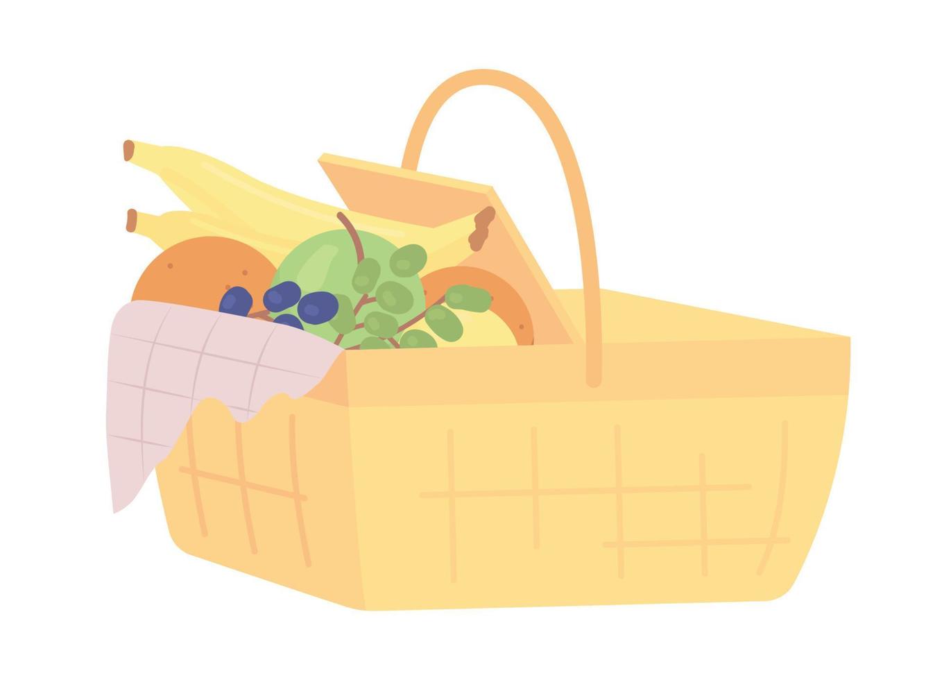 Picnic basket semi flat color vector object