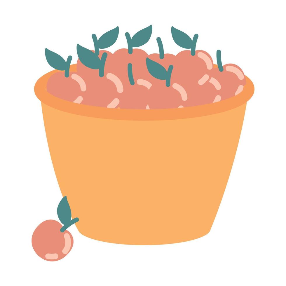 Basket with apples semi flat color vector object